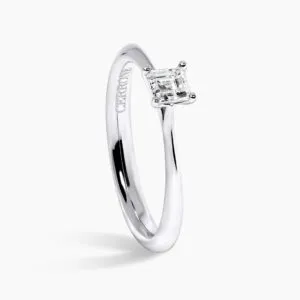 18ct white gold 0.27ct G SI1 carre cut diamond solitaire ring