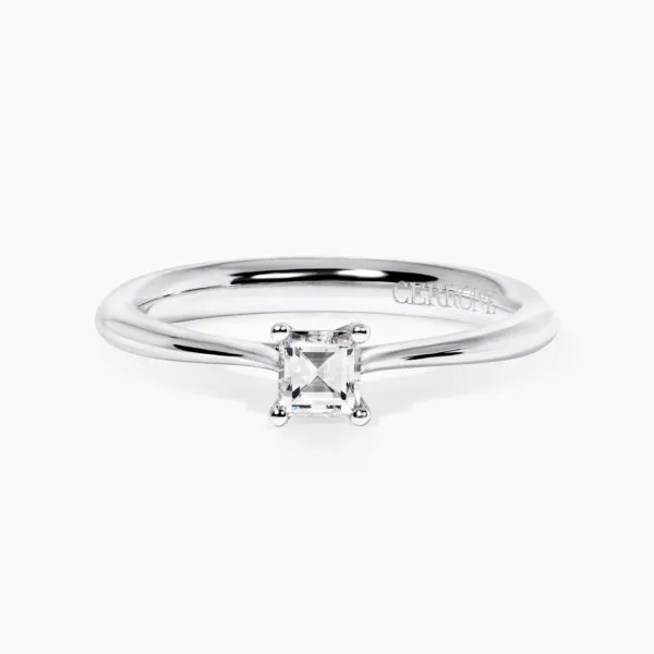 18ct white gold 0.27ct G SI1 carre cut diamond solitaire ring