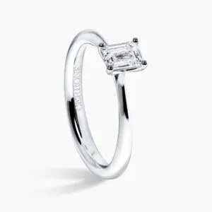 18ct white gold 0.50ct G VS emerald cut diamond solitaire ring