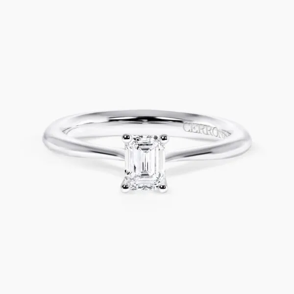 18ct white gold 0.50ct G VS emerald cut diamond solitaire ring