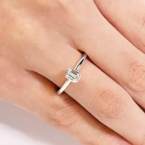 18ct white gold 0.32ct DEF VS emerald cut solitaire ring