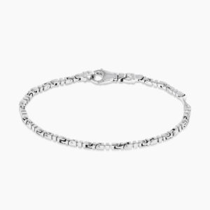 18ct white gold square link mens bracelet