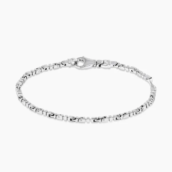 18ct white gold square link mens bracelet