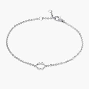 18ct white gold small diamond 'O' bracelet