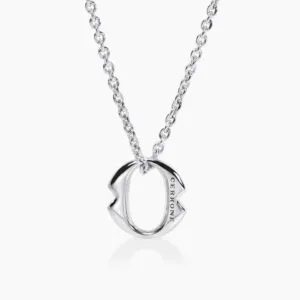 18ct White Gold large diamond 'O' necklace