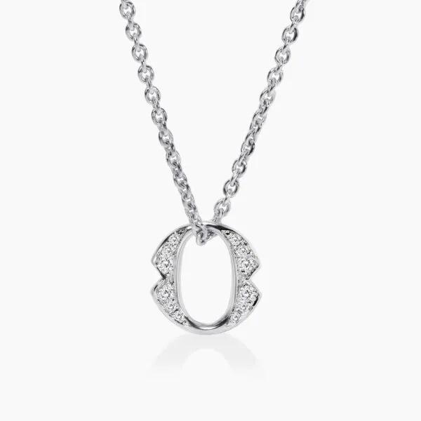 18ct White Gold large diamond 'O' necklace