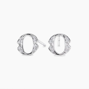 18ct White Gold Large 'O' Diamond stud earrings