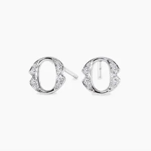 18ct White Gold Large 'O' Diamond stud earrings