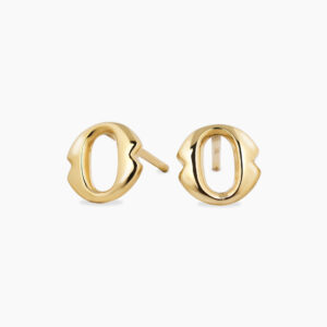 18ct yellow gold large 'O' stud earrings