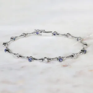 18ct white gold diamond and sapphire bracelet