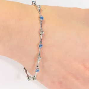 18ct white gold diamond and sapphire bracelet