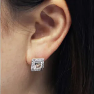 18ct white gold cognac diamond stud earrings