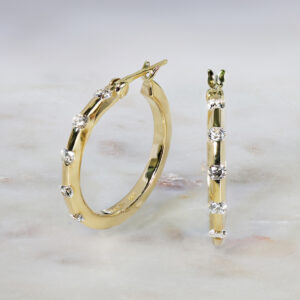 18ct yellow gold diamond hoop earrings