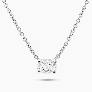 18ct white gold oval diamond solitaire necklace