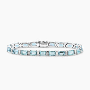 18ct white gold aquamarine and diamond bracelet