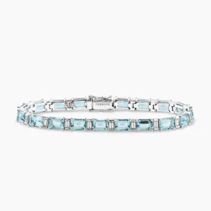 18ct white gold aquamarine and diamond bracelet