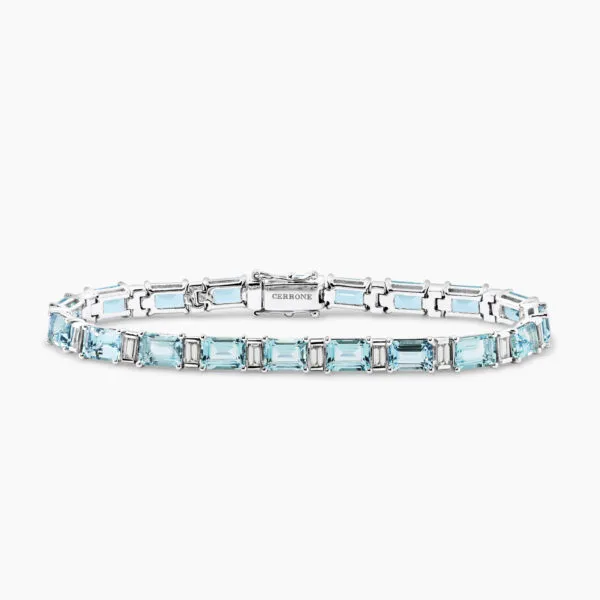 18ct white gold aquamarine and diamond bracelet