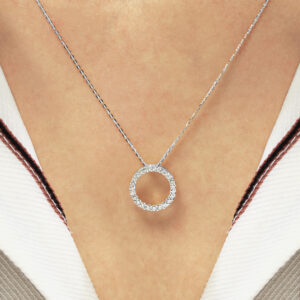 18ct white gold diamond circle necklace