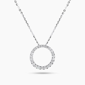 18ct white gold diamond circle necklace