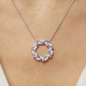 18ct white gold argyle pink diamond circle necklace