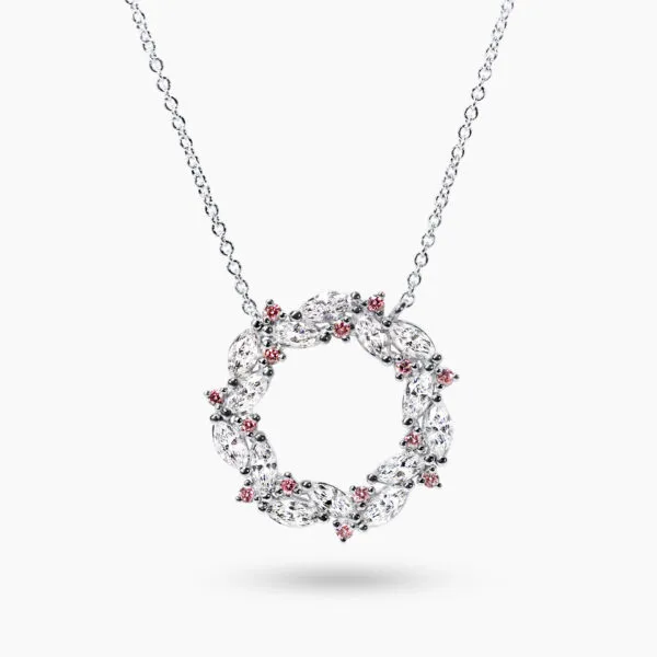 18ct white gold argyle pink diamond circle necklace