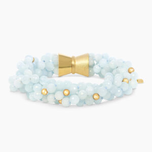 Aquamarine and gold plated hematite five strands bracelet from the Carmela Cerrone Collection