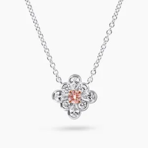 18ct white and rose gold pink diamond necklace