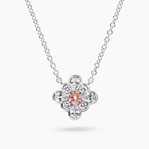 18ct white and rose gold pink diamond necklace