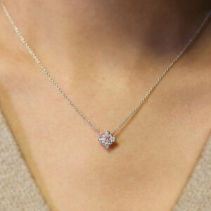 18ct white and rose gold pink diamond necklace