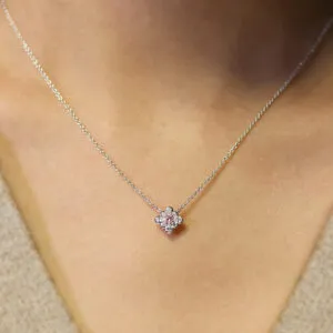 18ct white and rose gold pink diamond necklace