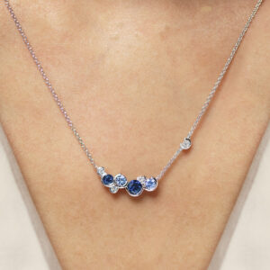 18ct white gold ceylon sapphire and diamond necklace