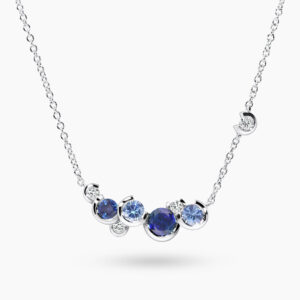 18ct white gold ceylon sapphire and diamond necklace