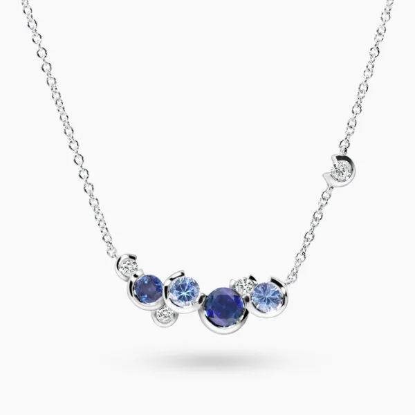 18ct white gold ceylon sapphire and diamond necklace