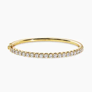 18ct yellow gold claw set diamond hinged bangle