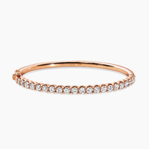 18ct rose gold claw set diamond hinged bangle