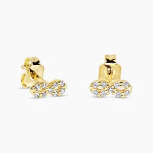 18ct yellow gold cubic zirconia infinity earrings