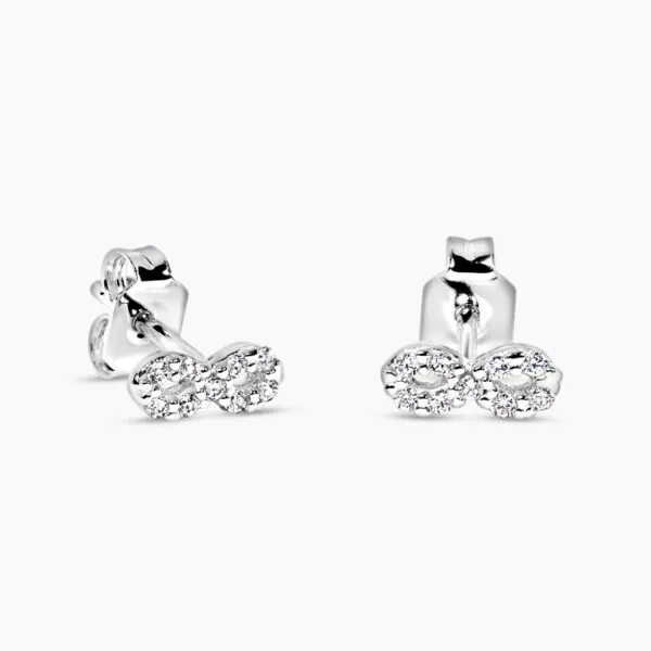 18ct white gold cubic zirconia infinity stud earrings