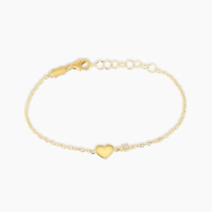 18ct yellow gold heart and diamond baby bracelet