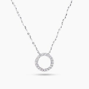 18ct white gold circle diamond necklace