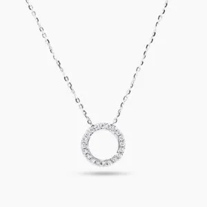 18ct white gold circle diamond necklace