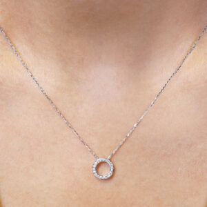 18ct white gold circle diamond necklace