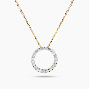 18ct yellow gold diamond circle necklace