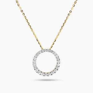 18ct yellow gold diamond circle necklace