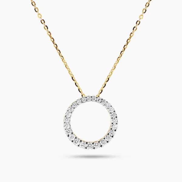 18ct yellow gold diamond circle necklace