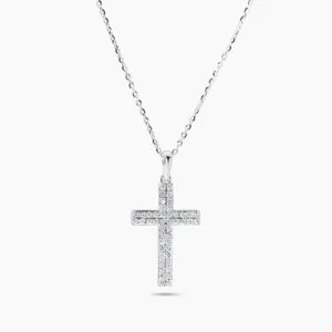 18ct white gold diamond cross necklace