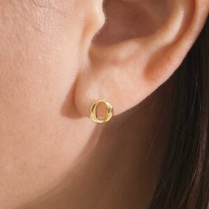 18ct yellow gold large 'O' stud earrings