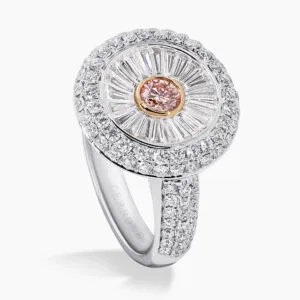 18ct White & Rose Gold Pink and White Diamond Ring