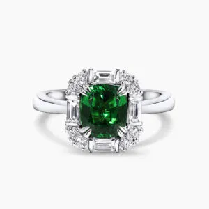 18ct white gold tsavorite garnet and diamond ring