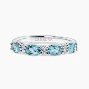 18ct white gold oval aquamarine and diamond ring