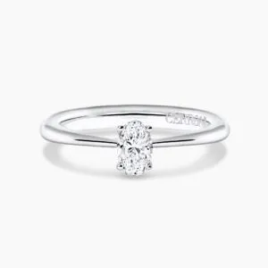 18ct white gold 0.30ct F VS2 oval brilliant cut diamond solitaire ring